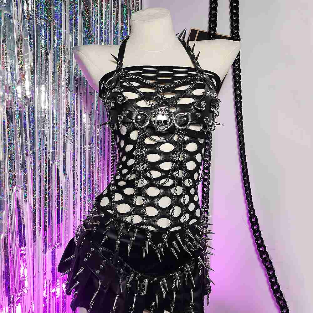 Harajuku Grunge E-Girls Spike Studded Rivet Skull Punk Rock Y2K
