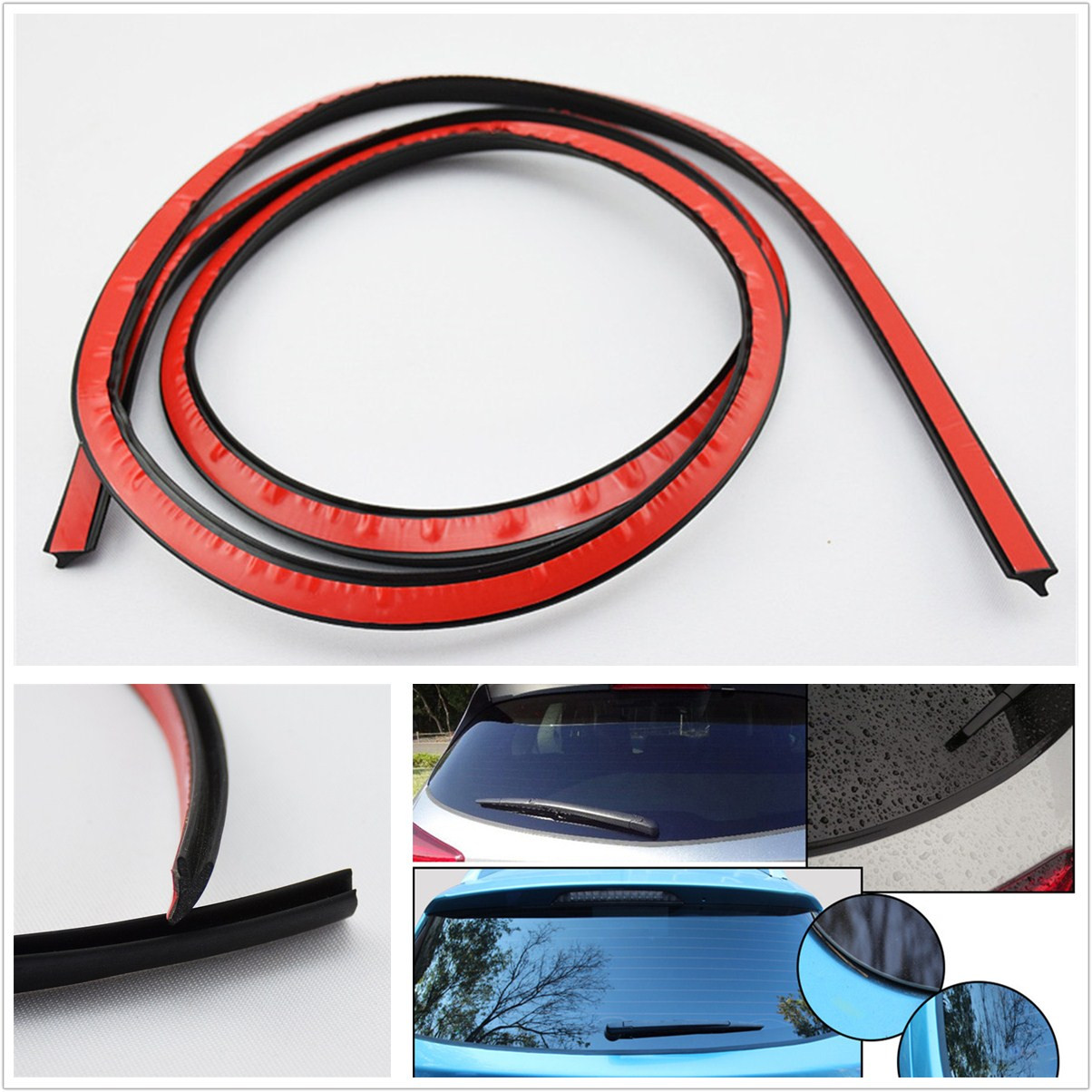 4M V Type Black Car SUV Rear Window Glass Trim Fillers Sealed Strip