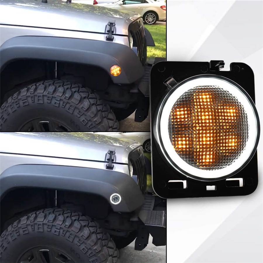 for Jeep Wrangler 0718 JK 2Pcs Front Fender Side Marker LED Light w