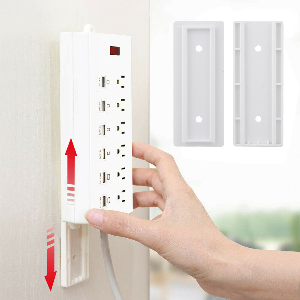 WallMount Self Adhesive Power Strip Holder Fixator Socket Cable Fixer