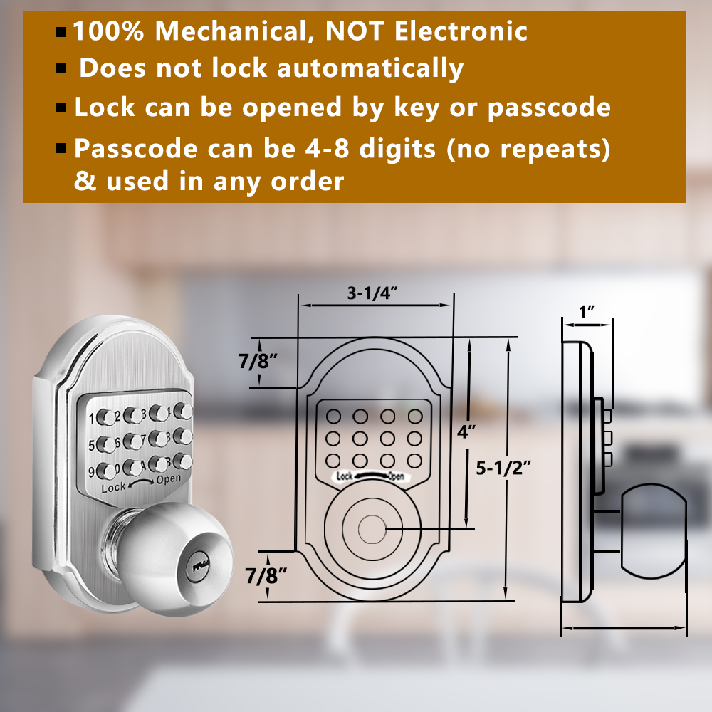 Elemake Keyless Deadbolt Door Lock Keypad Digital Pass Code Mechanical
