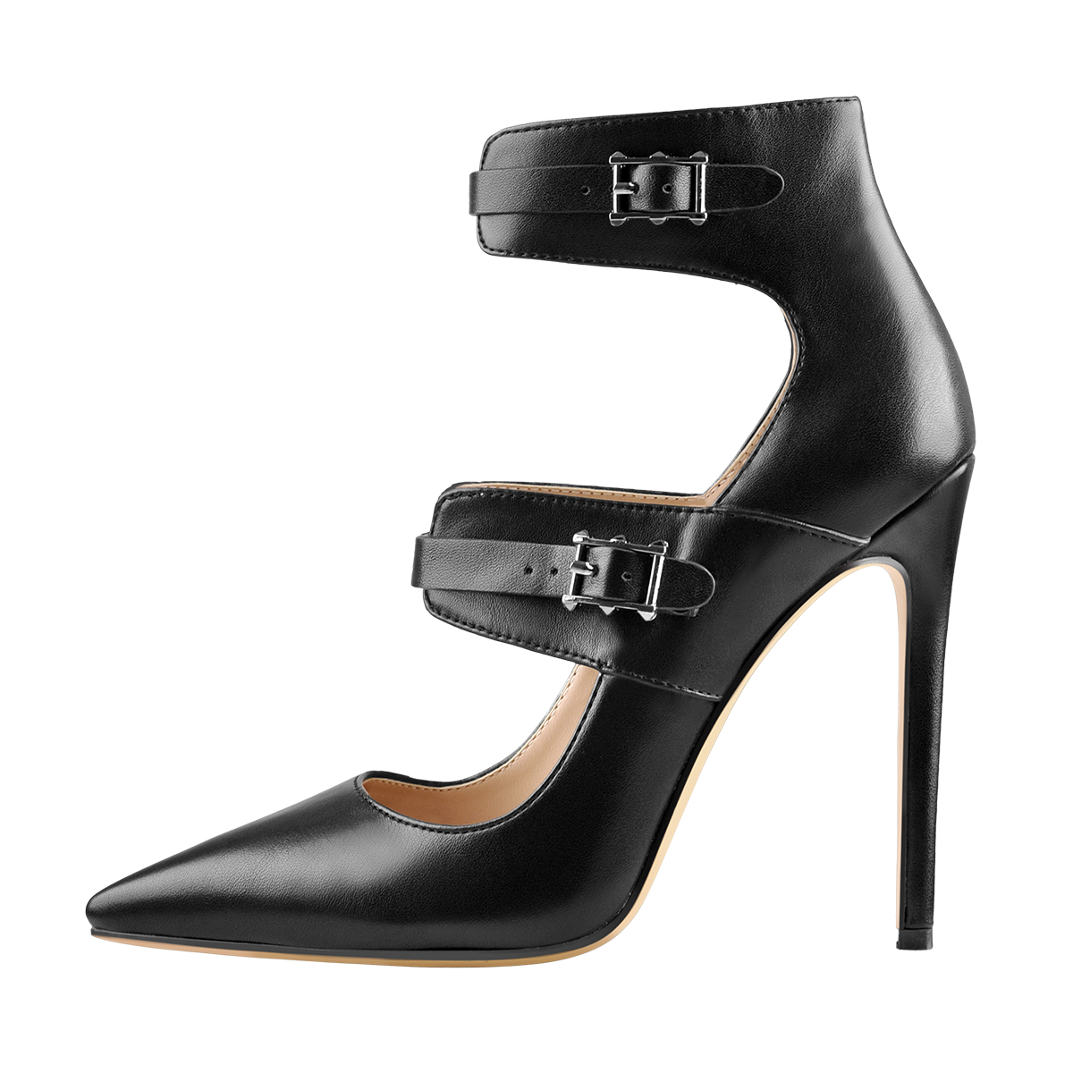 pointed toe ankle strap stiletto heels