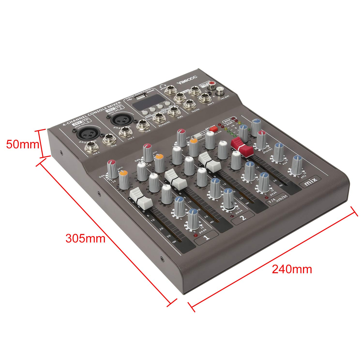 YaeCCC 4 Channel Live Studio Stereo Audio bluetooth Mixer DJ USB