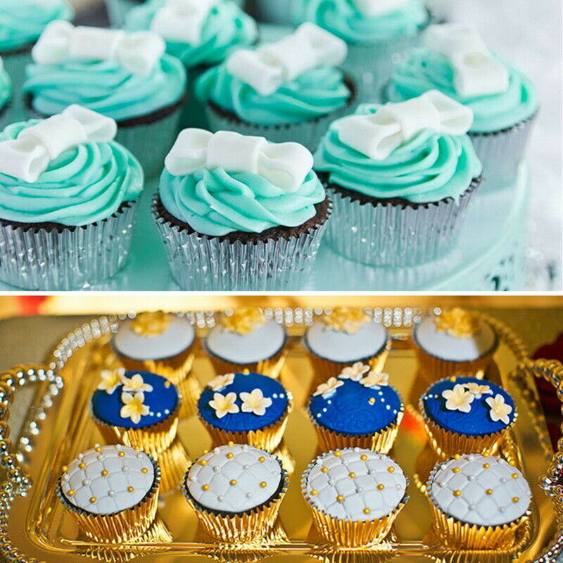 100PCS Cupcake Cases Foil Muffin Cake Bun Baking Cases