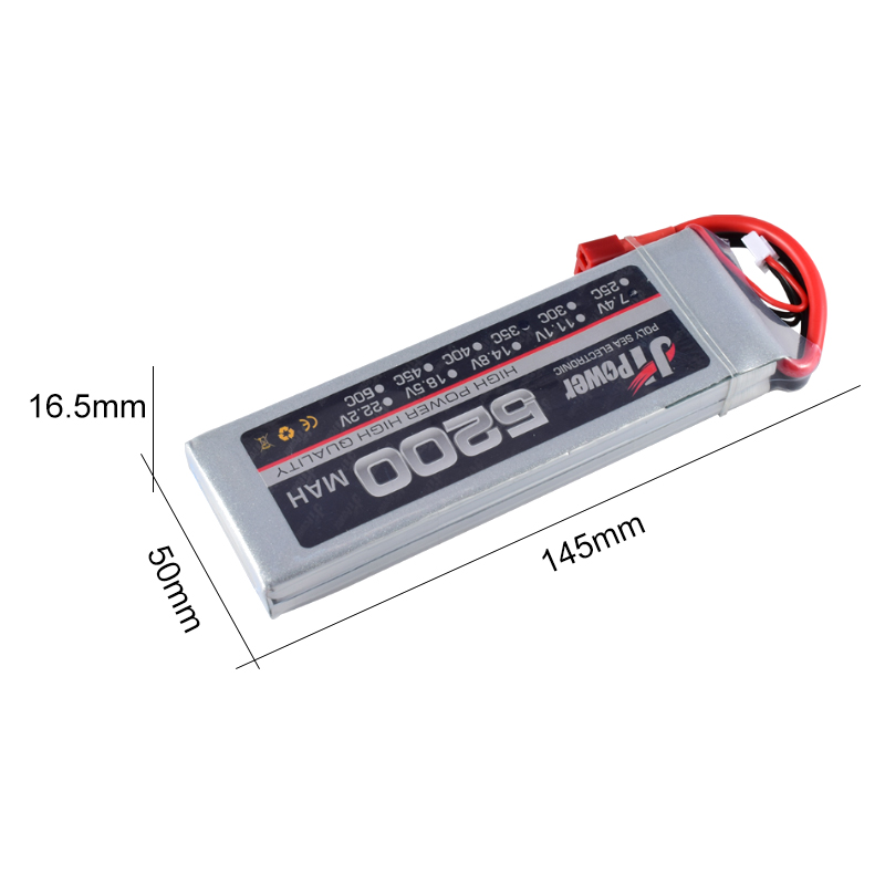 Battery 7.4V 5200mAh Lipo Battery Dean T Plug 2S 35C For RC Model