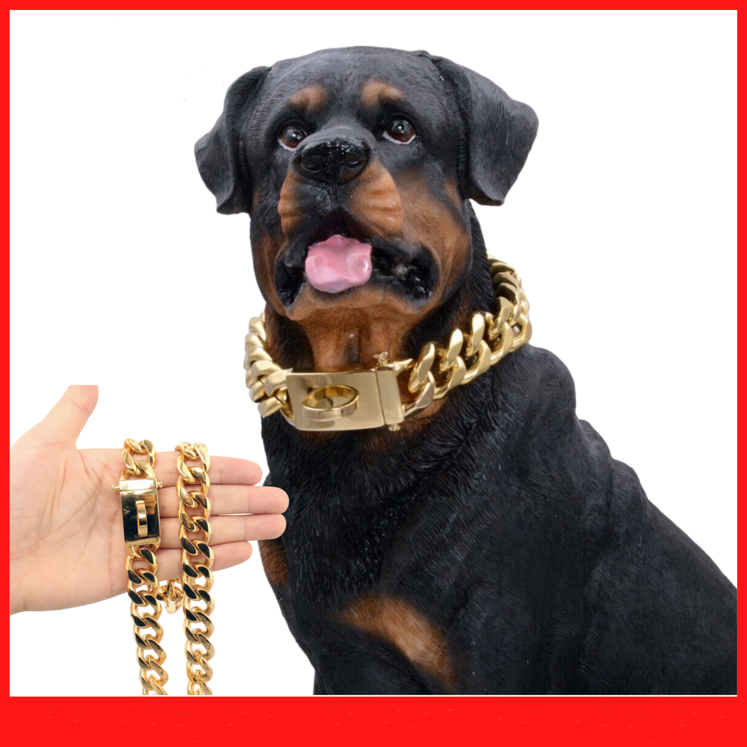 Gold Dog Collar Solid Stainless Steel Dog Choke Big Dog Outdoor Walking  Chain