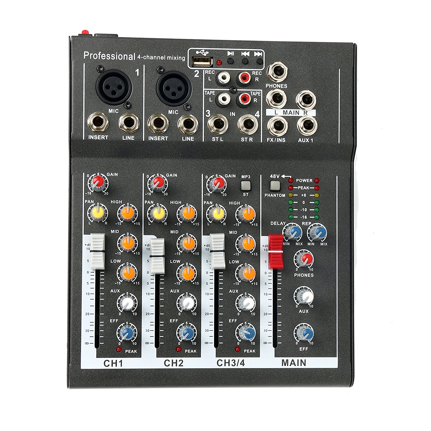 Newest Professional 4-Channel Live Studio Sound USB/MP3 Mixer Mixing ...