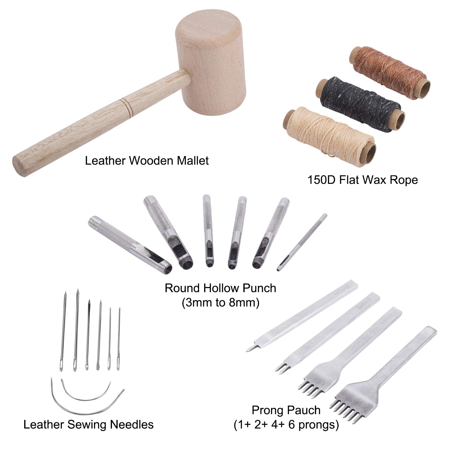 22 Pcs Leather Hand Stitching Tools Kit with Prong Punchor DIY Sewing