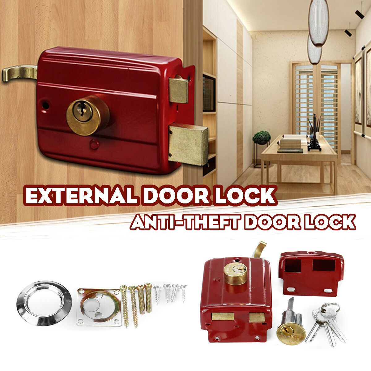 Details About Heavy Duty Lock Security Door Lock Dead Bolt Lock With 3 Keys For Front Door