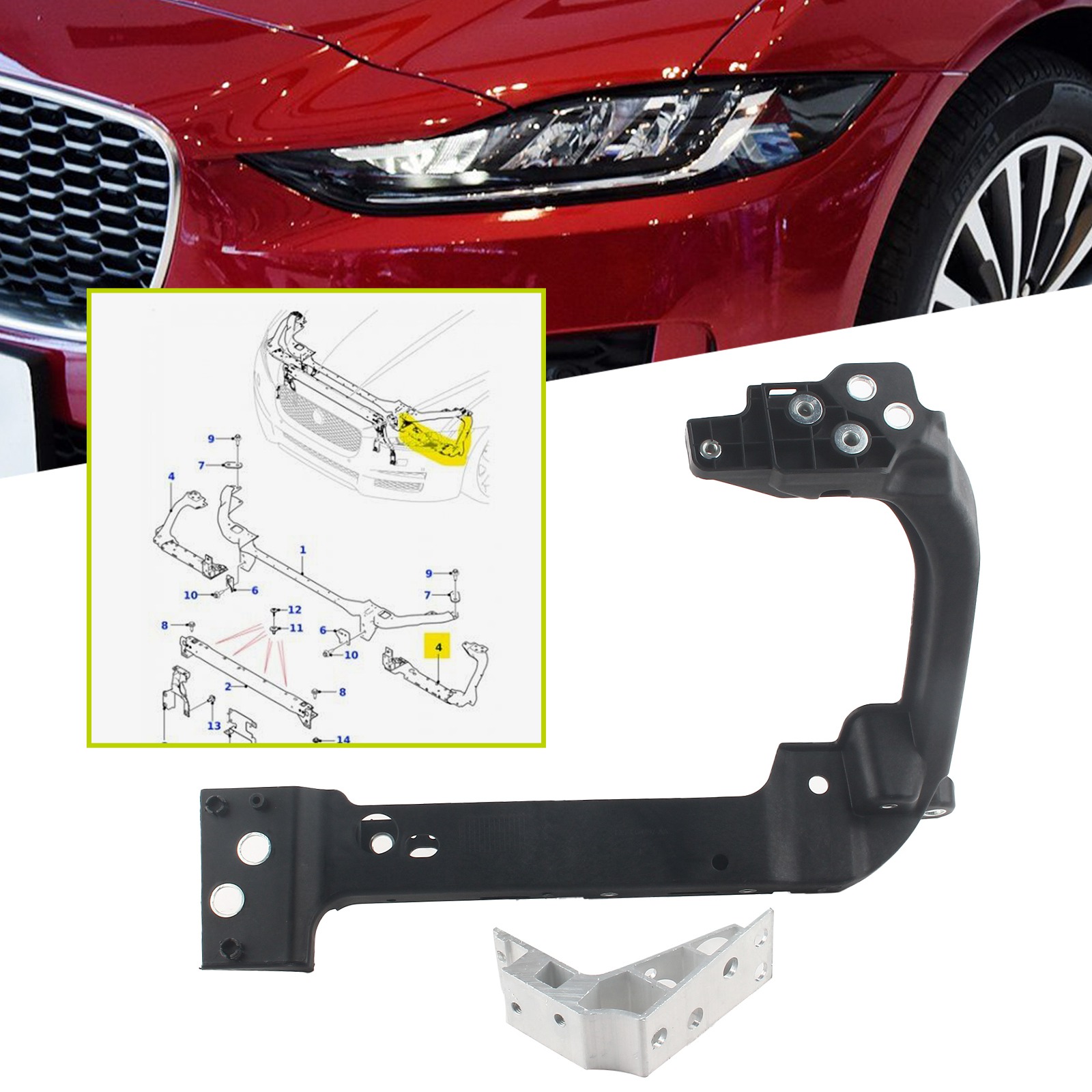 1PC Fit For Jaguar XE/XFL 2020-2023 T4N29386 Radiator Support