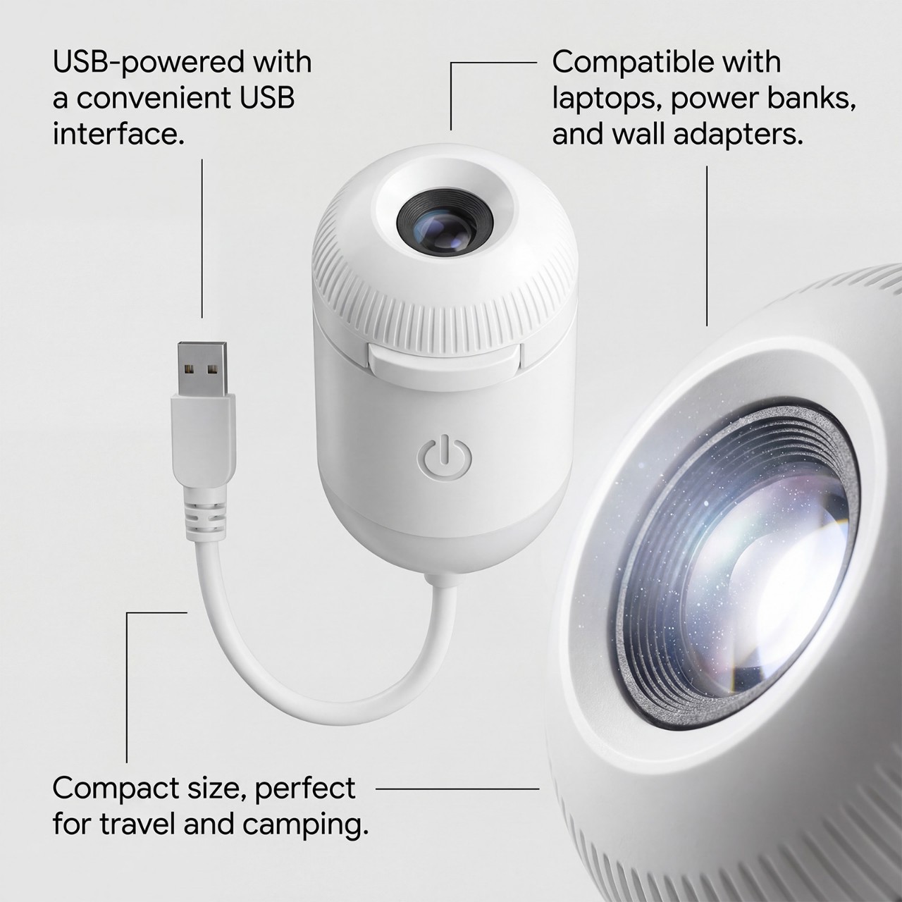 2-in-1 Galaxy Projector Night Light – USB Starry Sky Projector With 12 Slides, 360° Rotation, Adjustable Brightness, Mini LED For Bedroom, Kids, And Adults