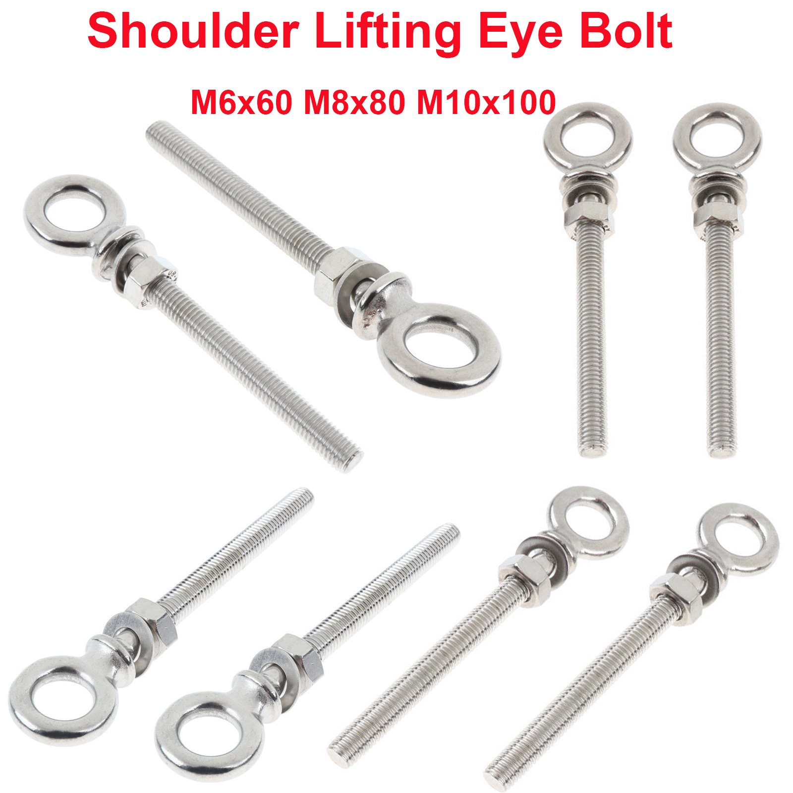 316 Stainless Steel Machinery Shoulder Lifting Eye Bolt M6*60 M8*80 M10