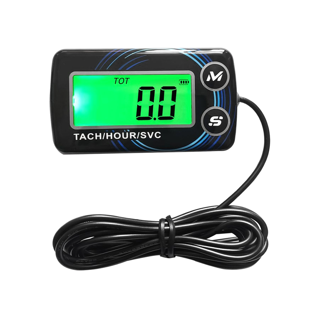 Digital RPM Hour Meter & Tachometer Gauge – Waterproof IP68, LCD Green Backlight, 2/4 Stroke – Unbranded