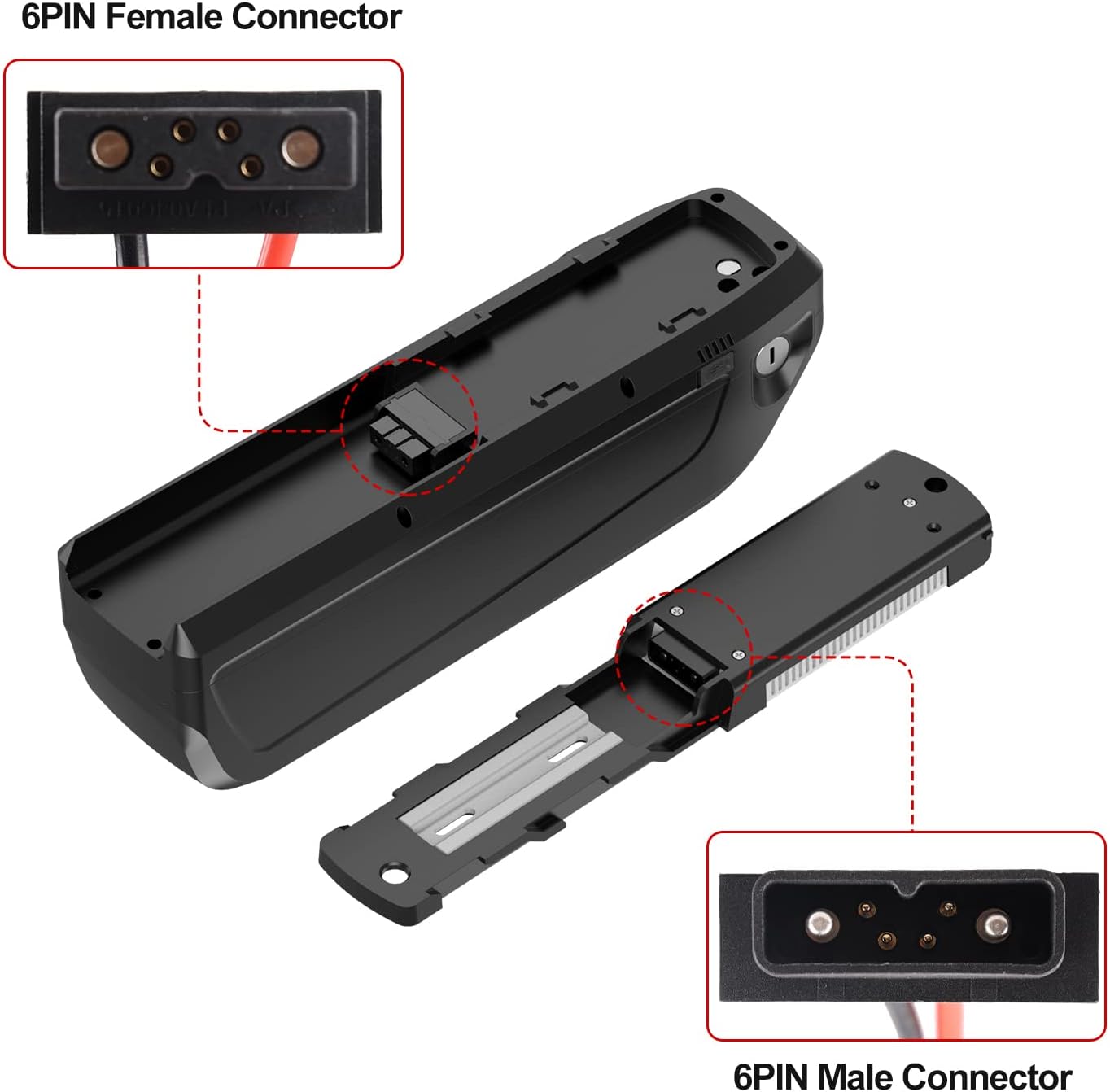 eBike Hailong Connecteur de décharge de batterie 4 broches ou 5 broches mâle ou femelle pour batterie Hailong1 Hailong2 de remplacement (4 broches mâle et femelle