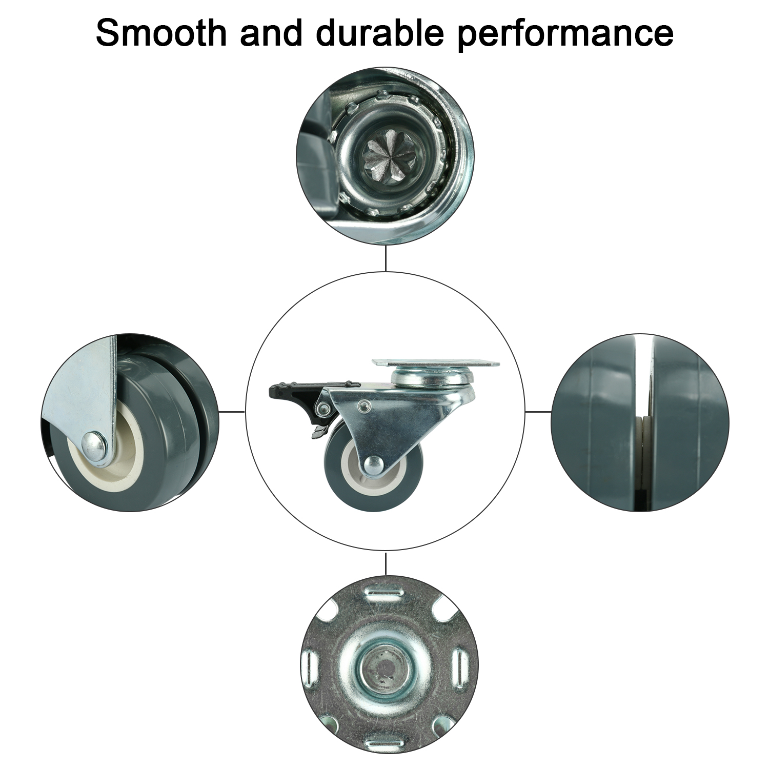 Dual Wheel Heavy Duty Swivel Plate Locking Casters 551 LBs, 4 Pack