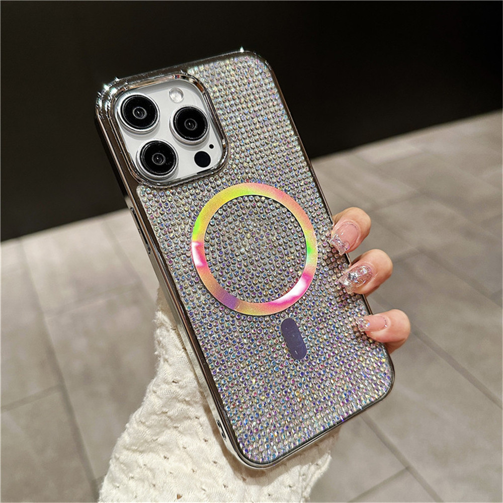 Custodia Diamond Glitter Per IPhone 15/16/14/13/12 Pro Max - Cover TPU Trasparente Con Brillantini, Compatibile Magsafe, Anti-Urto