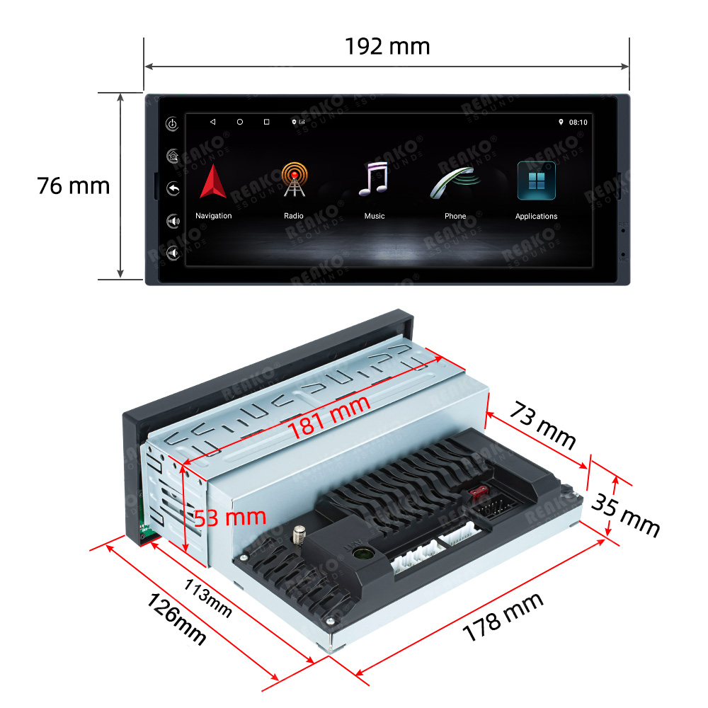 6.9-Inch Single Din Touchscreen Car Stereo - Android 12 2GB+64GB Type-C&USB  Single Din Wired/Wireless Apple Carplay Android Auto,1080P HD GPS