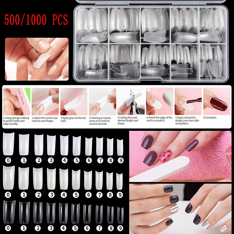 500 1000 Pcs Artificial Nails French False Half Nail Tips Acrylic Uv Gel Natural Ebay