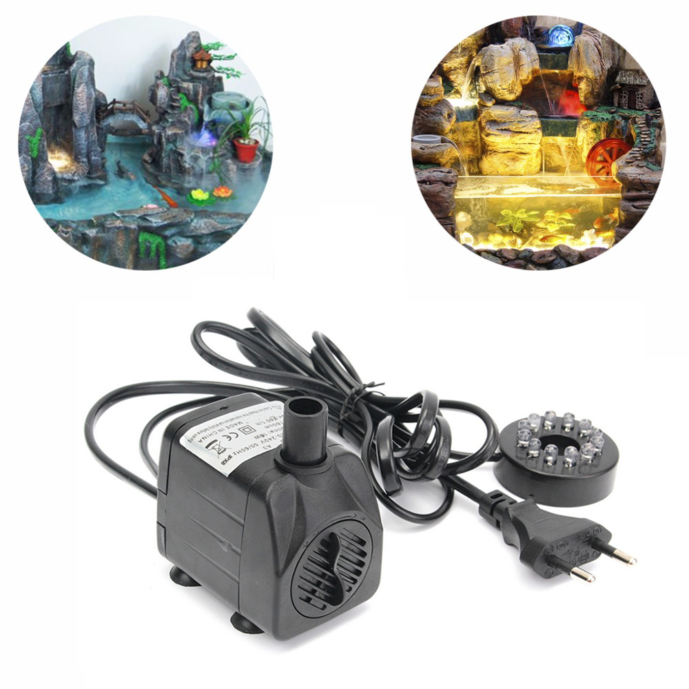 Springbrunnen Pumpe Beleuchtung 12 LED Teichpumpe Tauchpumpe Wasserpumpe 10W DE
