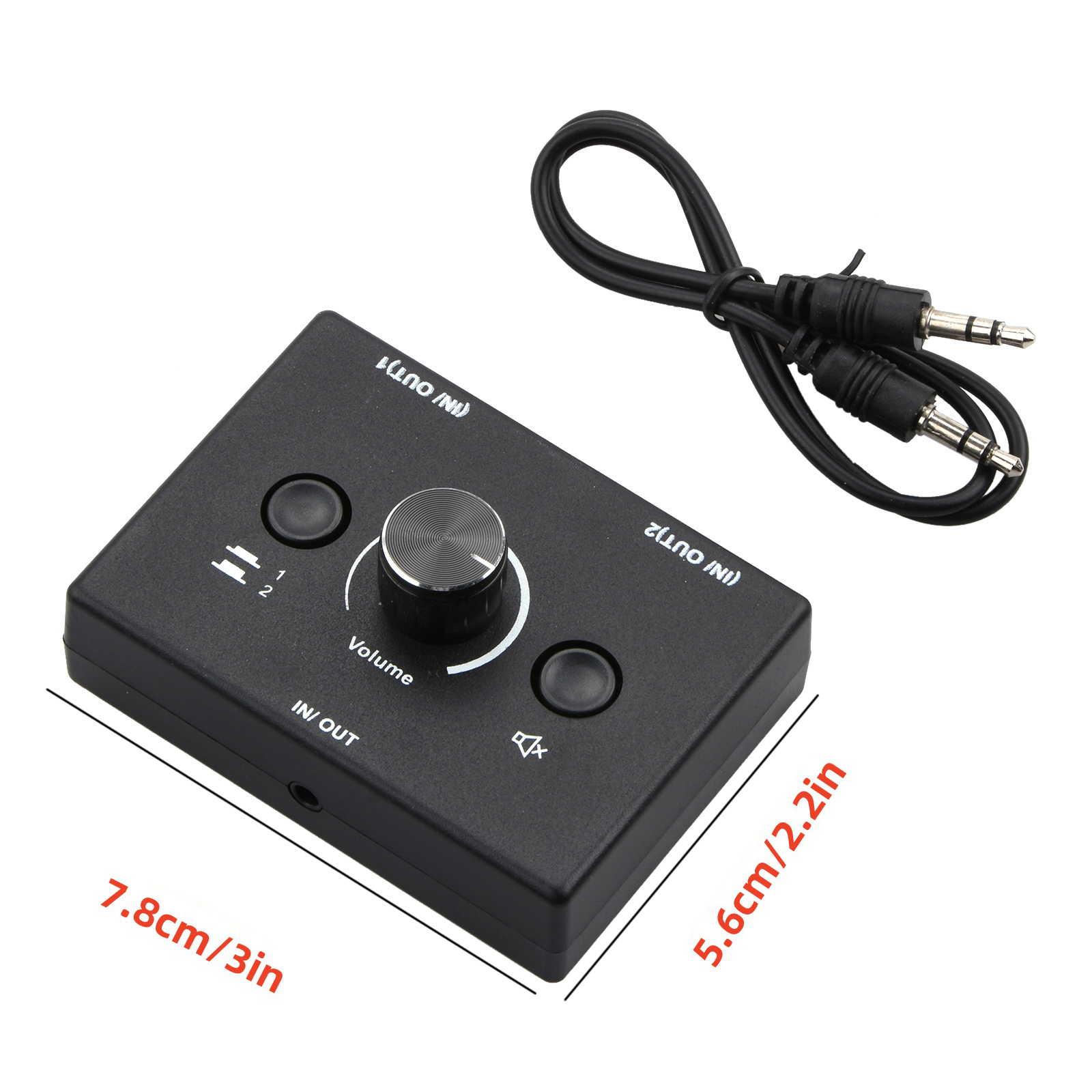 2 In 1 Out 3.5mm Stereo Audio Switch Aux Switcher Speaker Selector
