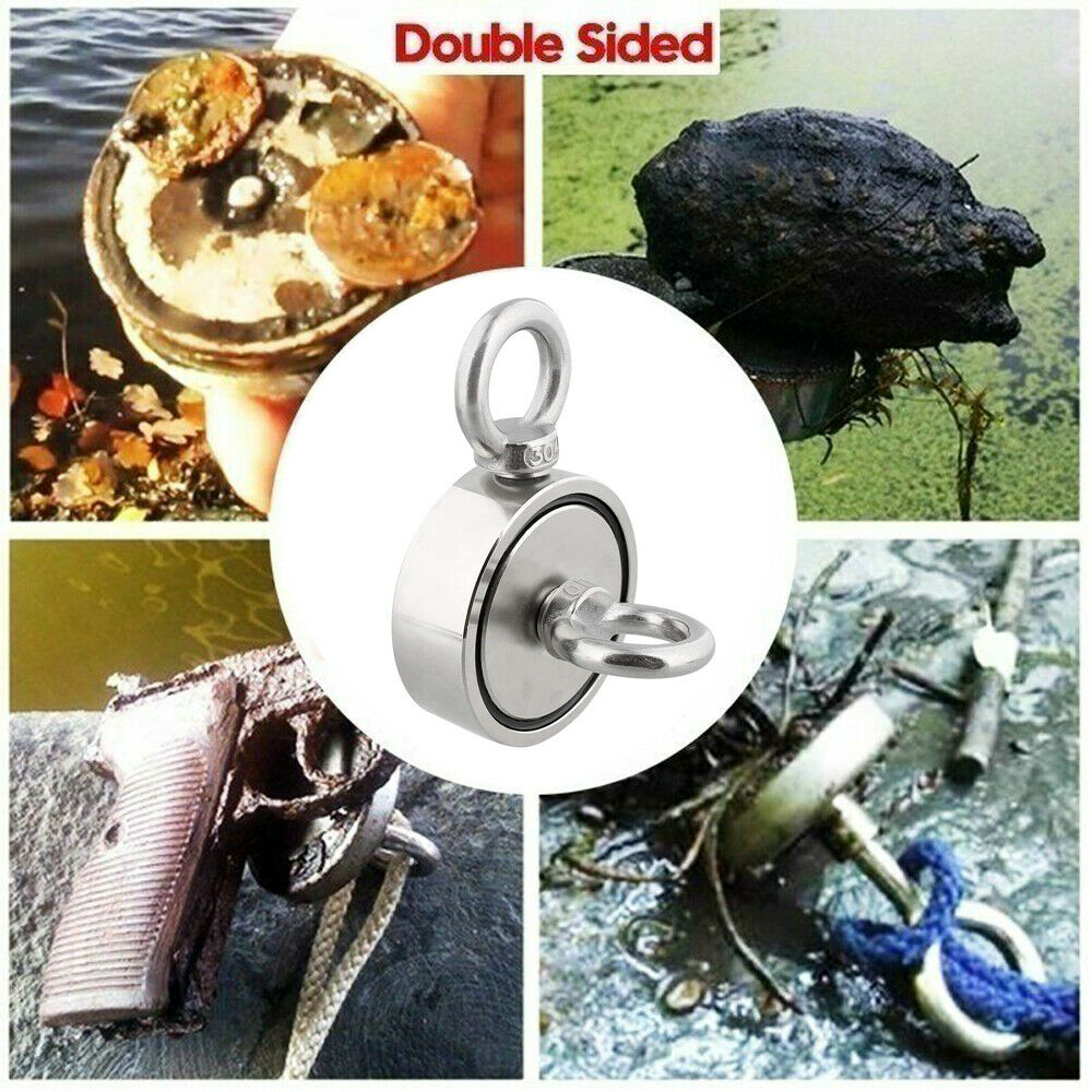 Up to 1500 Lbs Fishing Magnet Kit Pull Force Strong Neodymium +