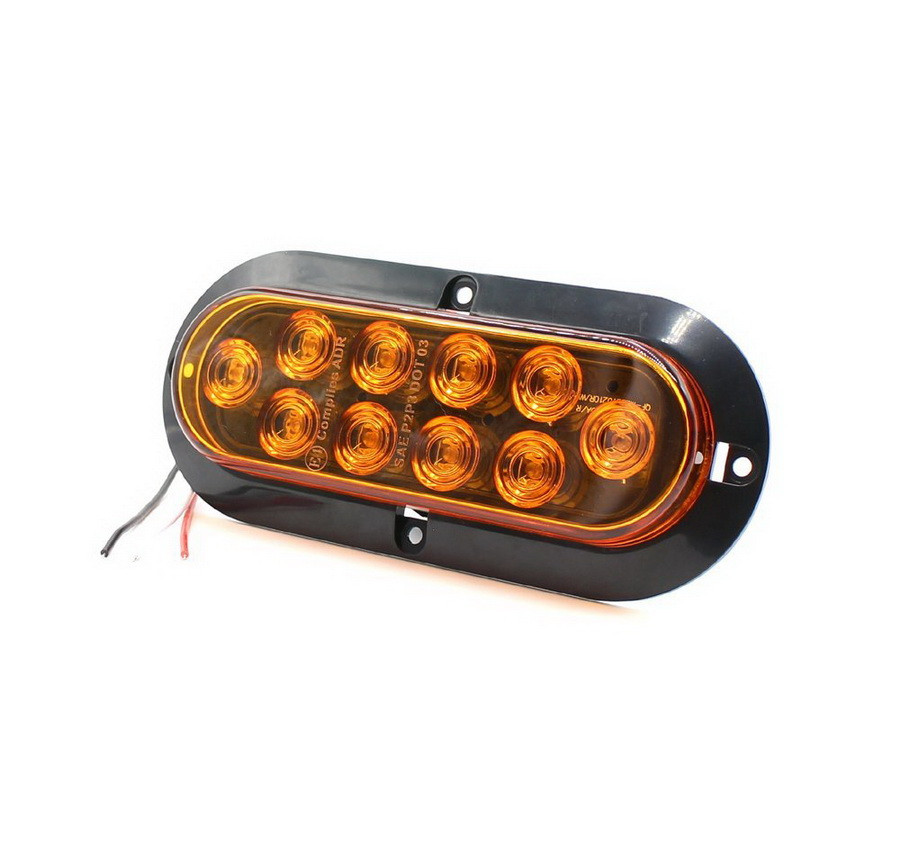 2X 10LED Amber Lens Stop Tail Brake Light Car Truck Clearance Side