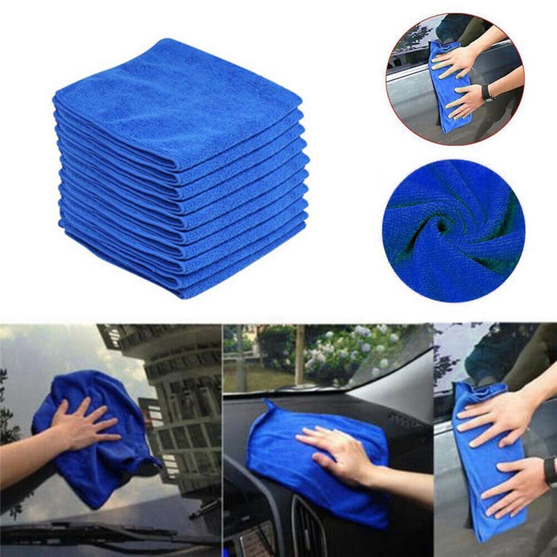 20PC Chiffons Microfibre - Sans Rayure - Pour Voiture, Nettoyage - Bleu - Neuf