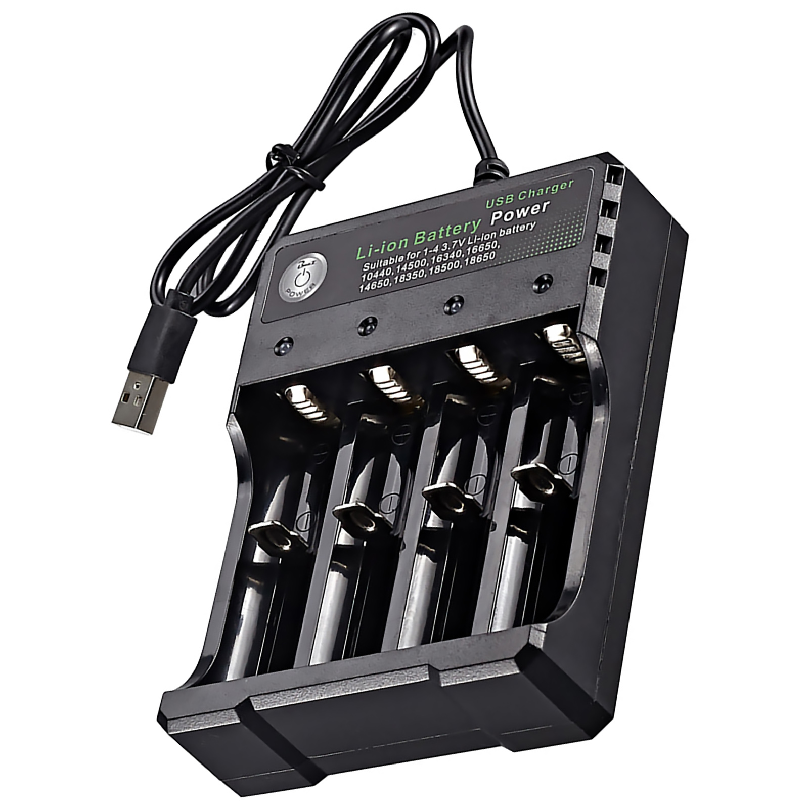 Durable USB 3.7V Battery Charger 4-Slots Rechargeable Lithium Battery  Charger