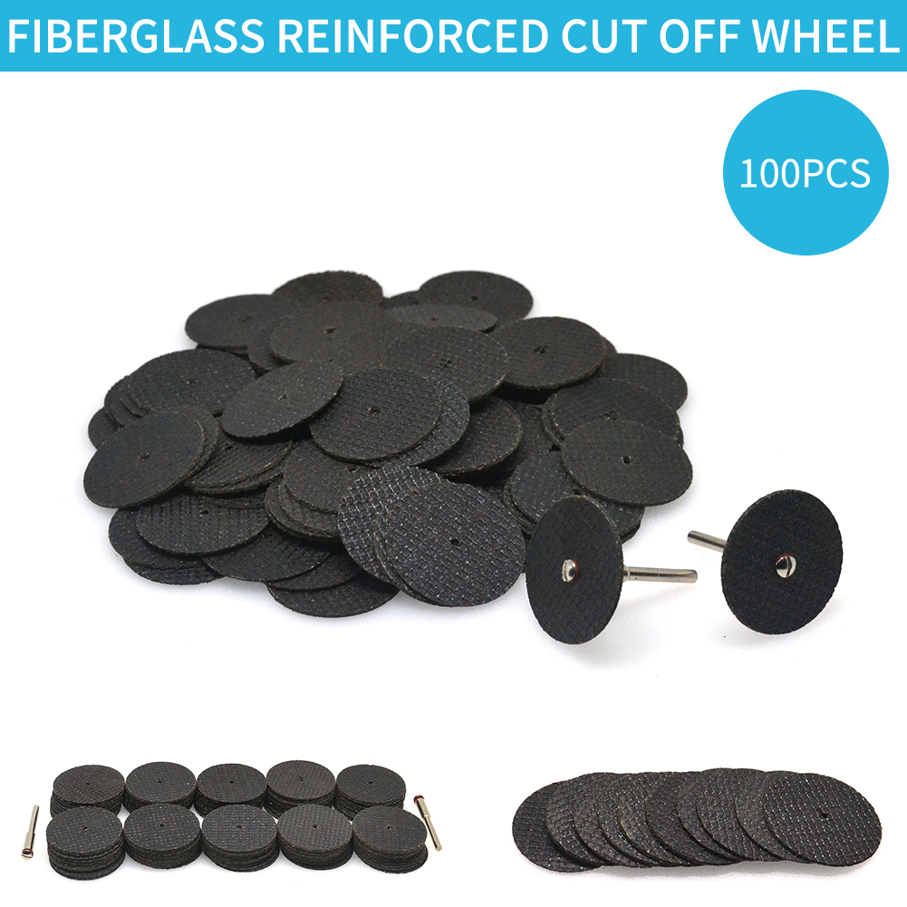 100pc Mandrel Fiberglass Reinforced Dremel Cut Off Wheel Rotary Discs Saw 1/8" 