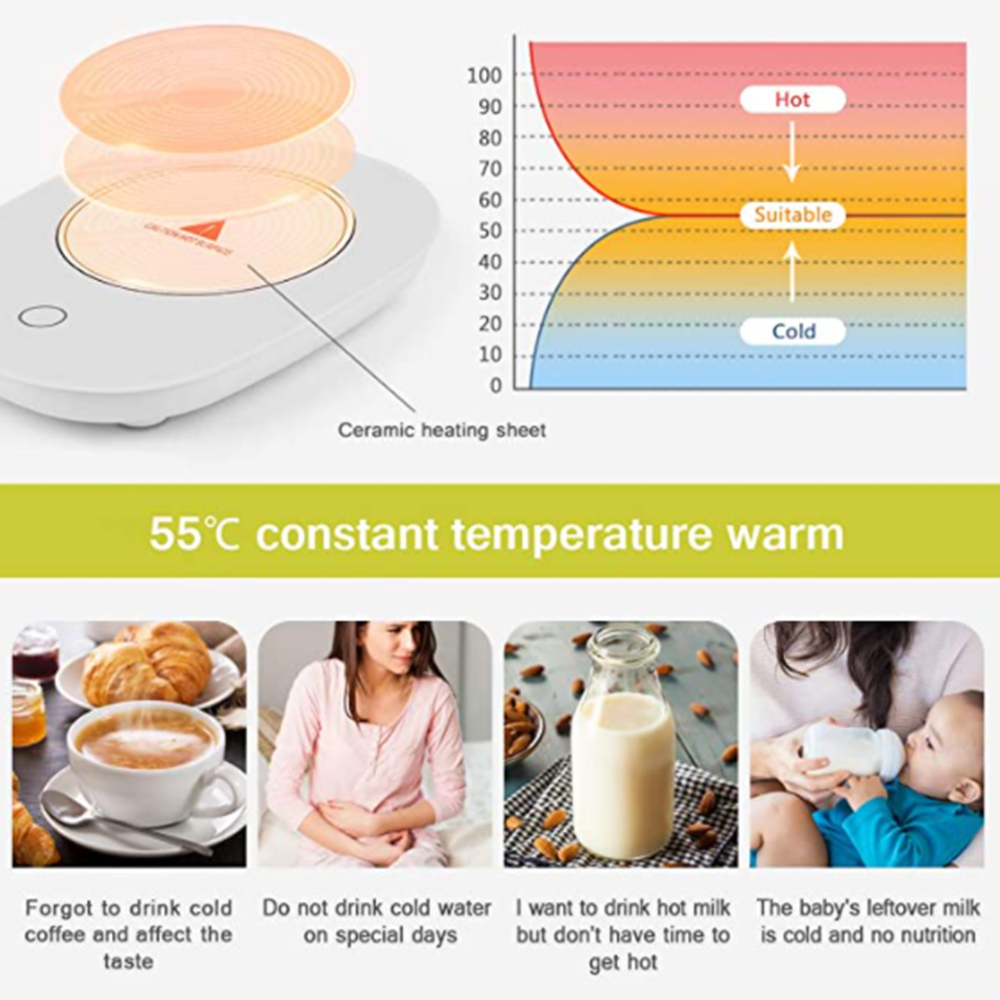 Coffee Mug Warmer & Cup Warmer For Desk With Intelligent Gravity Sensor  Switch, Electric Beverage Warmer For Office Home Coffee Milk Tea Water 