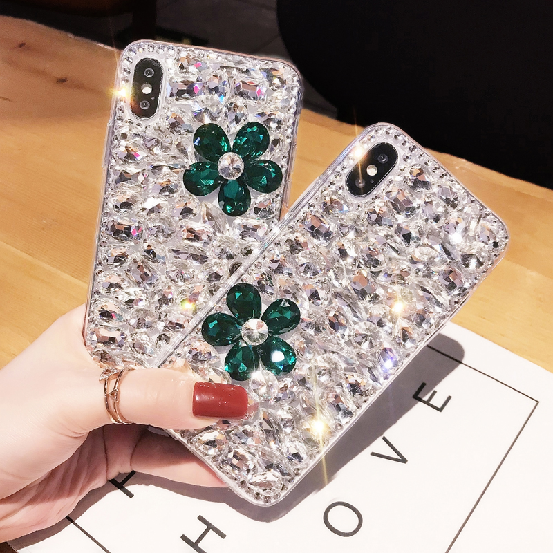 For iPhone 12 11 Pro XS Max XR 8 7 Bling Glitter Flower Full