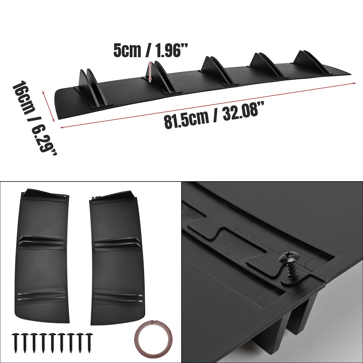 GOODFITMENT Universal Rear Bumper Diffuser Fin Set – 4-Piece – Fits Hyundai Elantra & Sonata