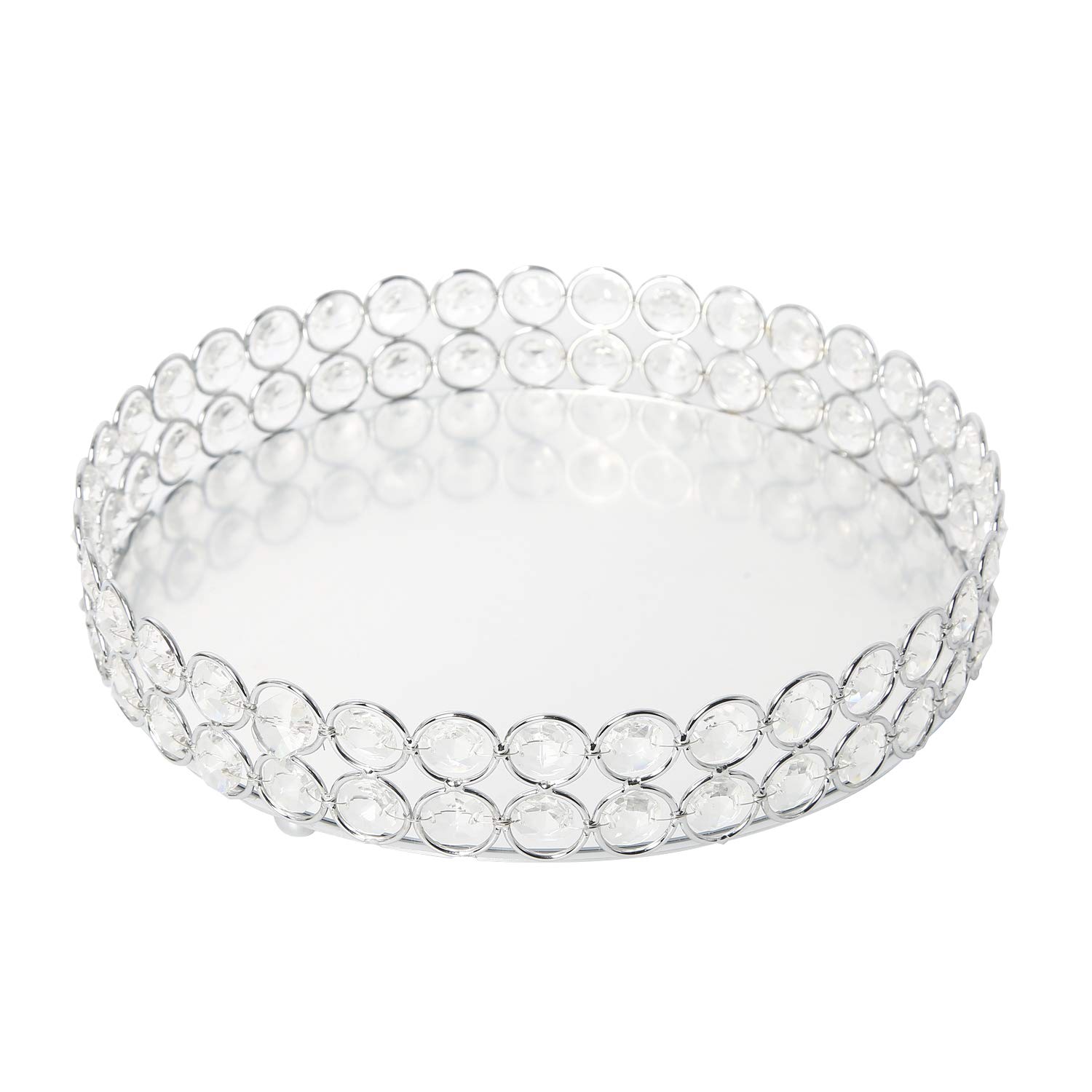 1x Silver Crystal Cosmetic Vanity Tray For Decorating Dresser