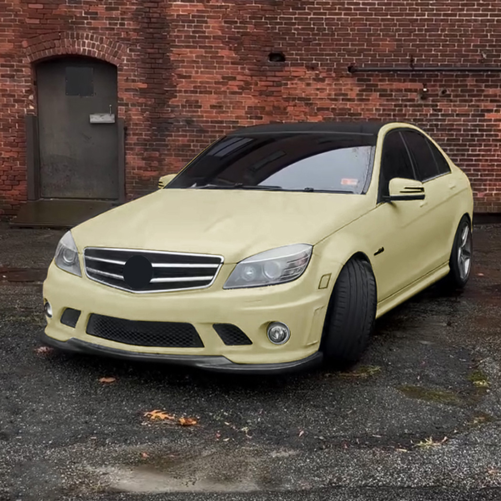 Carbon Fiber Look Front Bumper Spoiler Lip For Benz W204 C63 AMG