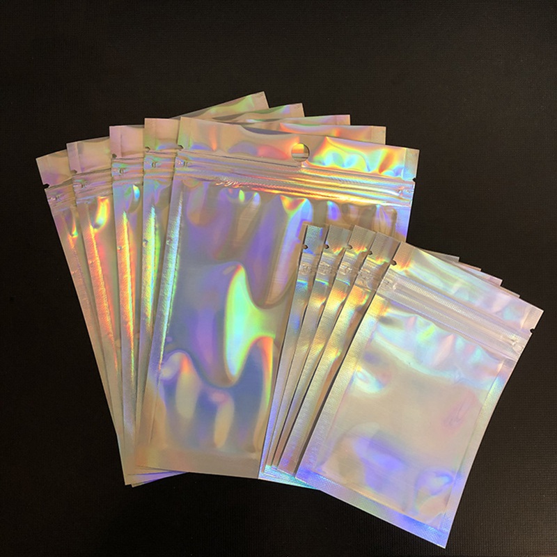 100Pcs Holographic Rainbow Laser Double-Sided Small Mylar Foil Bags ...