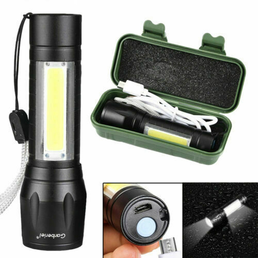 LED Torch USB Rechargeable Flashlight Police Tactical Zoom Camping Lamp Outdoor