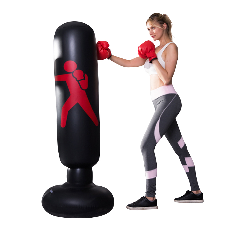 Cooraby 2 Pack Inflatable Free Standing Punching Bag Inflatable Boxing Punch Bag Stress Relief Column Sandbag Target Heavy Training Fitness Sandbag with Foot Air Pump 160 cm 