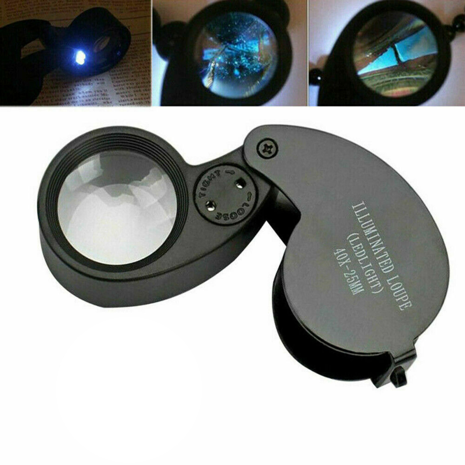40x Small Size Magnifier With LED Lights Jewelry Watch Eye Glass