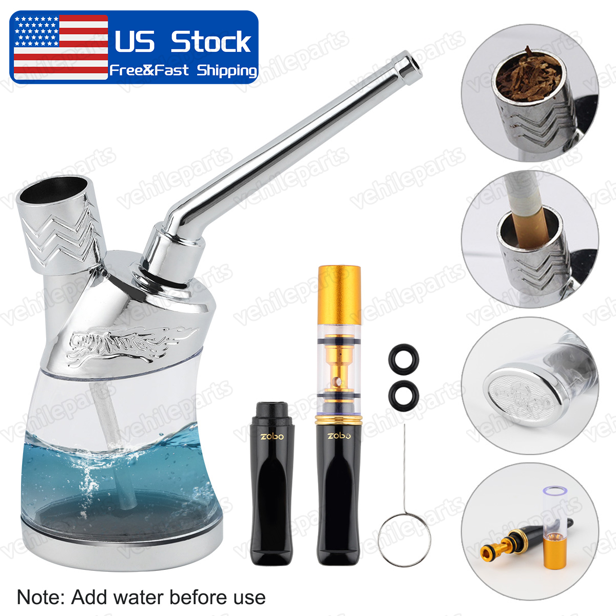 Portable Mini Water Bong Smoke Pipe Smoking Pipes Small Tobacco Hookah  Shisha US
