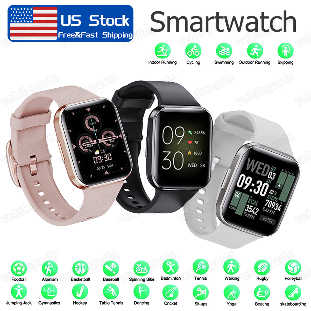 Smart Watch FitPro Y68 - Montre Connectée Avec écran Tactile Et Programmes De Sport Fitness Rose