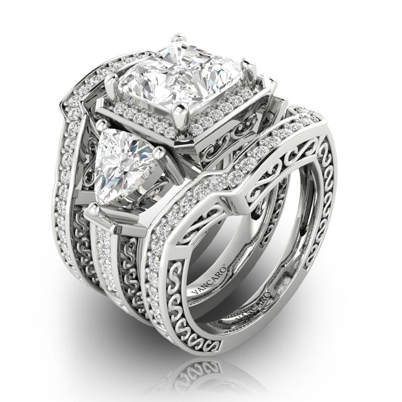 Gorgeous Round Cut White Topaz Ring Set 925 Silver Wedding Jewelry Gift Sz 6-10