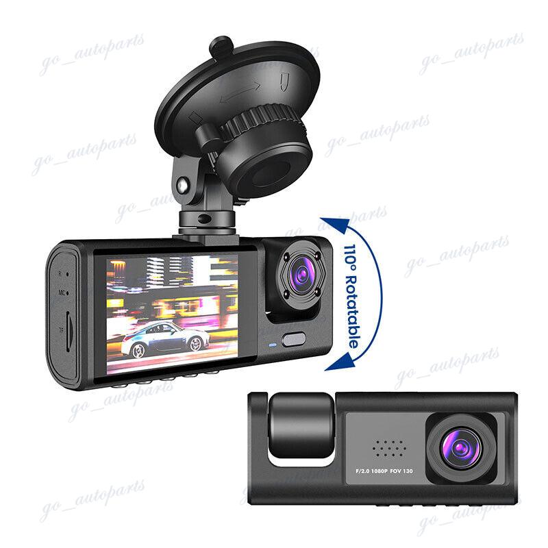 Car Dual Lens Dash Cam HD 1080P Front/Rear/Inside Video Recorder Camera G-sensor