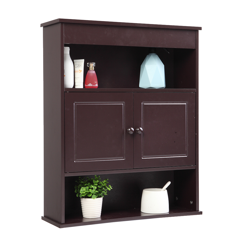 Twodoor Bathroom Storage Cupboard Wooden Upper and Lower