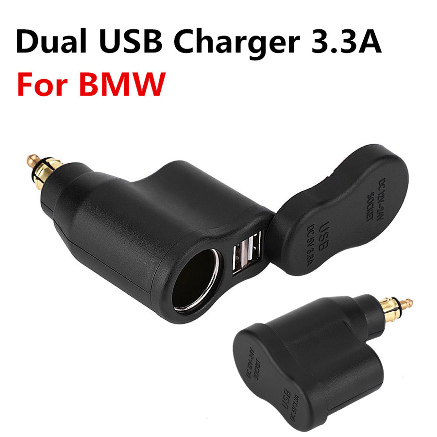 Dual USB Charger Cigarette Lighter Socket Adapter For BMW Motorcycle