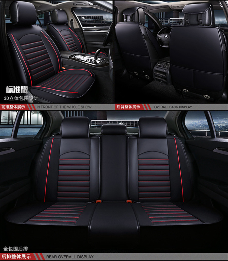 PU Leather Limo Car Seat Protector Front+Rear Interior Covers Decor Accesories