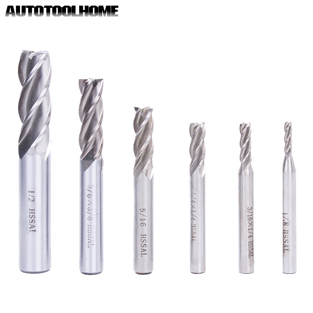 6pcs 4 Flute End Mill Cutter HSS Straight shank CNC Milling Cutting