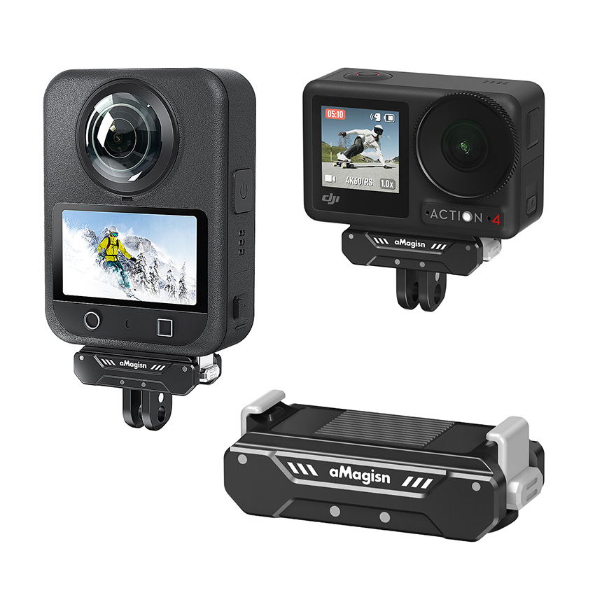 Flymile Magnetic Camera Mount Base For DJI Osmo Action 5 Pro 4 3/Pocket 3/360/Nano/Xtra Muse,Magnetic Rubber Coating Car Holder, 360°Adjustment Magnetic Stand For GoPro,for Insta360 X5/X4 Accessories
