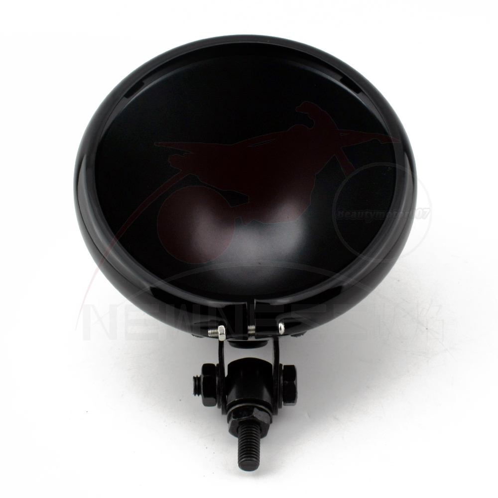 53/4" Black Motorcycle Light Headlamp Headlight Bottom Mount Housing