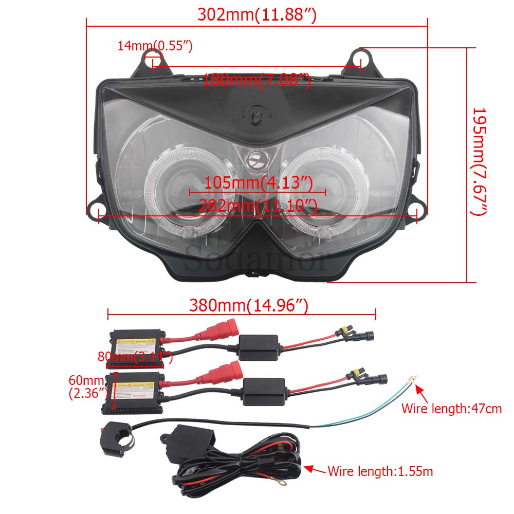 Customized Headlight Angel Devil Eye For Kawasaki NINJA 250R