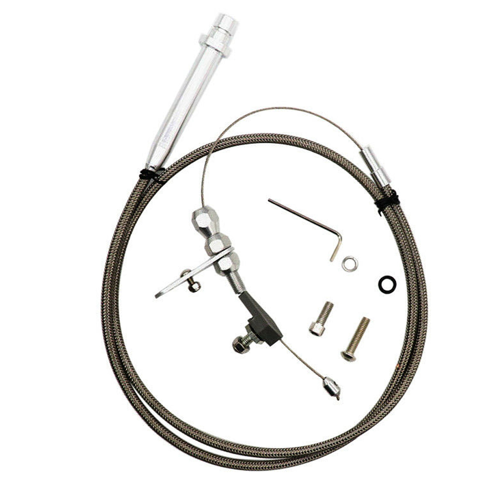 TH350 Stainless Braided Transmission Kick Down Cable Detent For Chevy